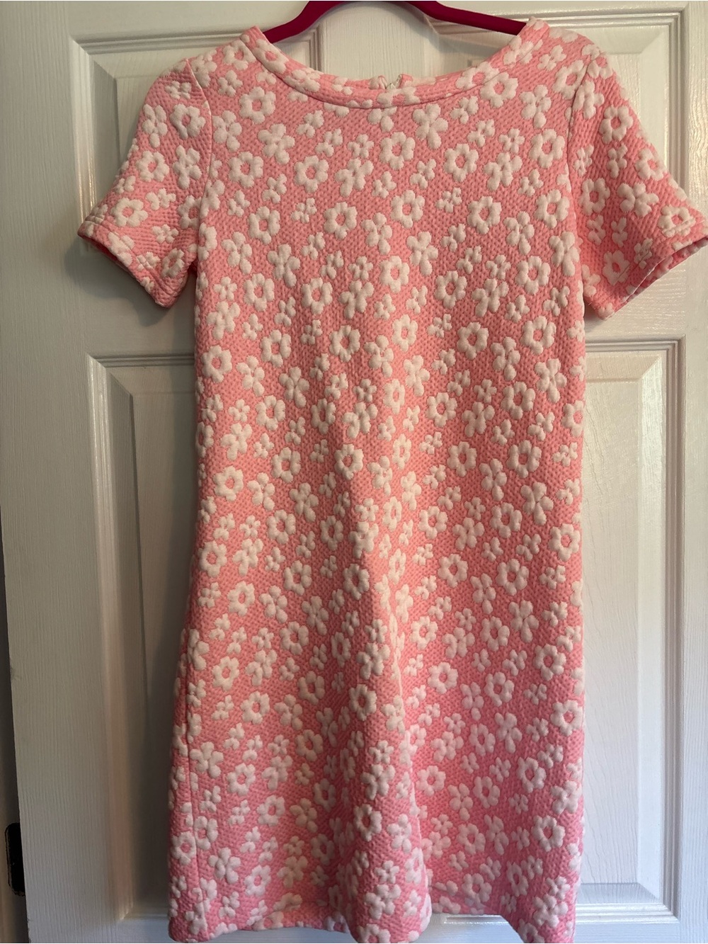 Pink Daisy Textured Shift Dress